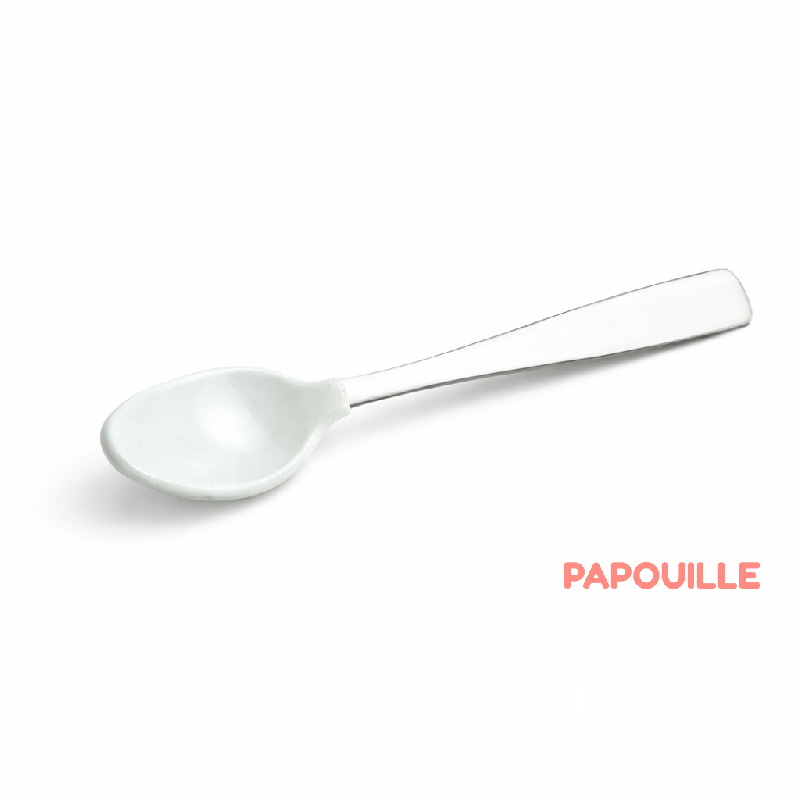 cuillère bébé douce en silicone long manche inox - Papouille