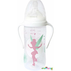 Biberon col large 300 ml avec poignées +6 m - fée clochette - Papouille