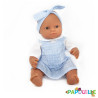 Poupée corps dur sans cheveux 30cm métis robe bleu - Papouille