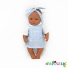 Poupée corps dur sans cheveux 30cm métis robe bleu - Papouille