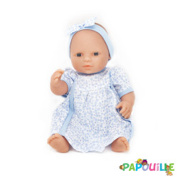 Poupée corps dur sans cheveux 30cm européenne robe bleu - Papouille