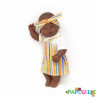 Poupée corps dur sans cheveux 30cm noir robe jaune - Papouille