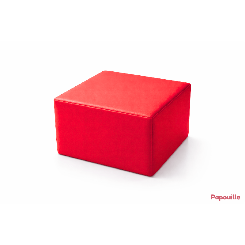 Pouf cube en mousse pvc h.25cm rouge - Papouille