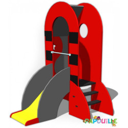 Toboggan jeu extérieur pour enfant en bois fusée - Papouille
