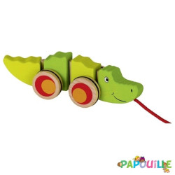 Animal à tirer en bois crocodile - Papouille