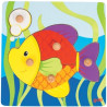 Puzzle à encastrer avec bouton en bois poisson 5 pcs ( pour  - Papouille