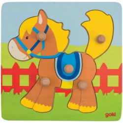 Puzzle à encastrer avec bouton en bois cheval 5 pcs ( pour l - Papouille