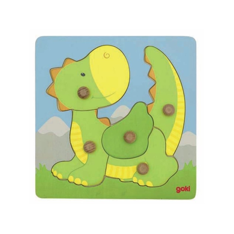 Puzzle à encastrer avec bouton en bois dragon 5 pcs ( pour l - Papouille