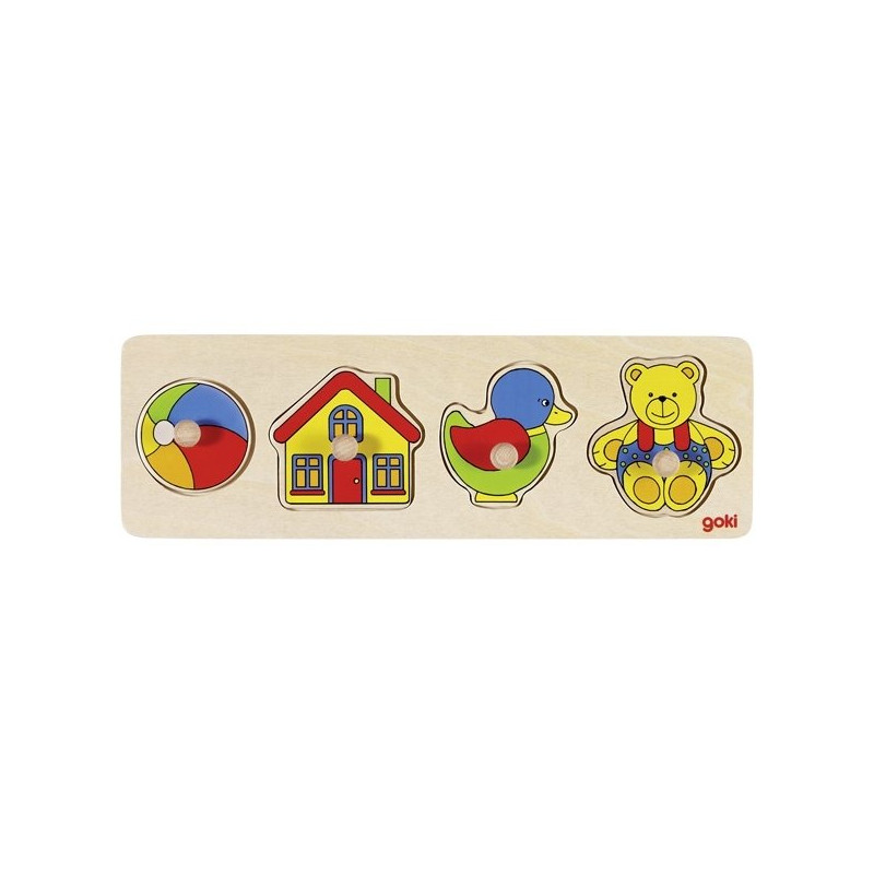 Puzzle à encastrer avec bouton en bois petit animaux n°3 / 4 - Papouille