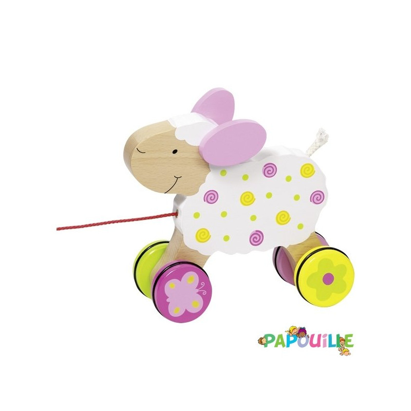Animal à tirer en bois cory le mouton - Papouille