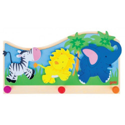 Porte manteau mural en bois maternelle animaux d'afrique - Papouille
