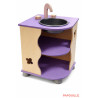 Bloc coin évier imitation avec meuble de rangement en bois - Papouille