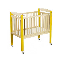 Lit crèche bois haut barreaux 120 x 60 cm bleu - Papouille