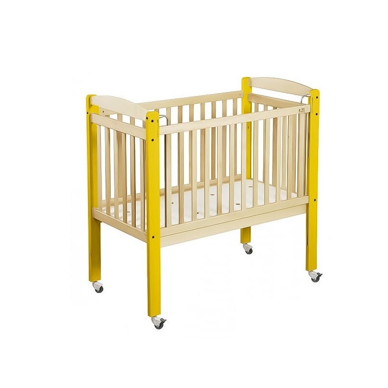 Lit crèche bois haut barreaux 120 x 60 cm bleu - Papouille
