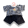T-shirt marin et short en jeans pour poupon 40cm - Papouille