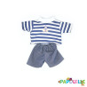 T-shirt marin et short en jeans pour poupon 40cm - Papouille