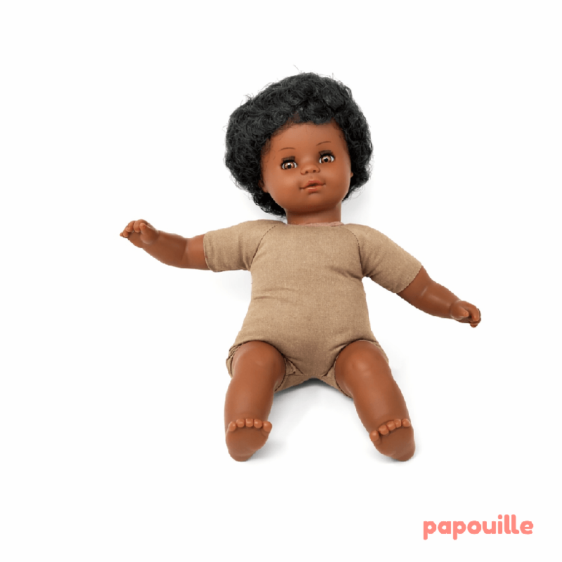 Poupon corps mou avec cheveux africain 30cm garçon - Papouille