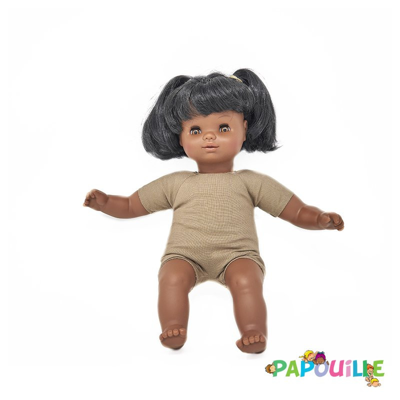 Poupée corps mou avec cheveux 30cm fille africain - Papouille