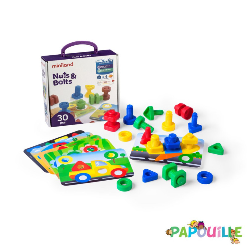 Jeu didactique nuts and bolts cartes à visser - Papouille