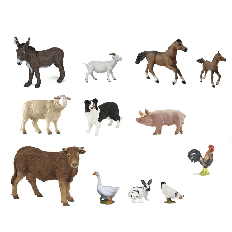 Figurines 11 animaux de la ferme (figurines papo) - Papouille