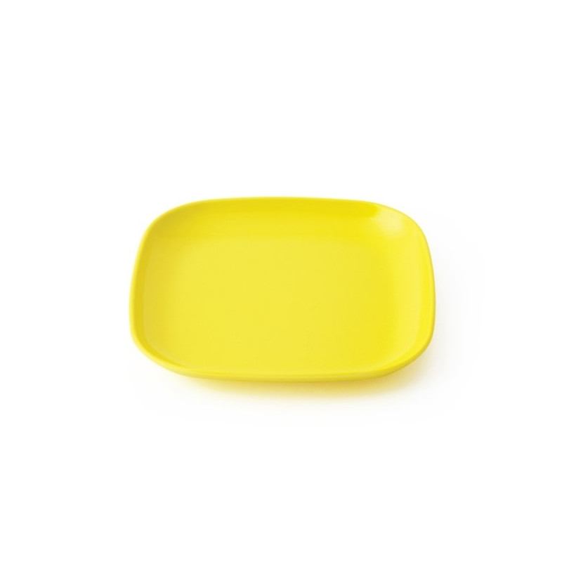 Assiette carré multi-usage mélamine jaune - Papouille