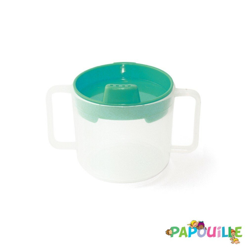 Tasse à bec droit avec couvercle 20cl vert - Papouille