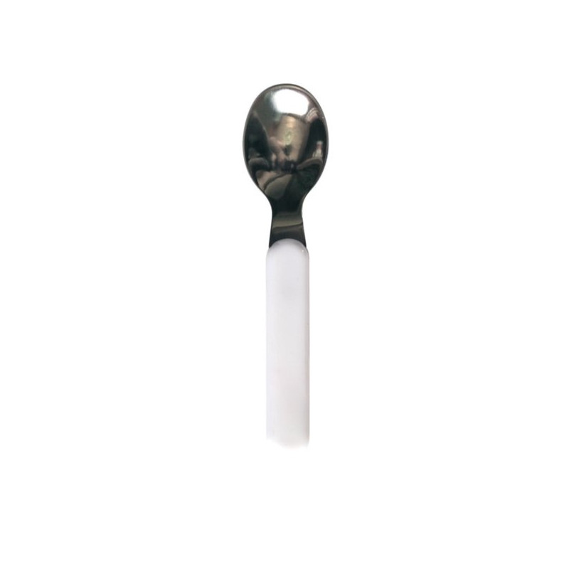 Cuillère inox manche blanc non décorée - Papouille