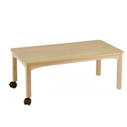 Table en bois à roulettes 120x60cm h.36cm t00 citron - Papouille