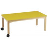 Table en bois 120 x 60 à roulettes t2 h.53cm citron - Papouille
