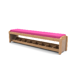 Banc d'accueil en bois avec casiers à chaussures framboise - Papouille