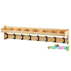 Porte manteaux en bois avec casiers framboise - Papouille