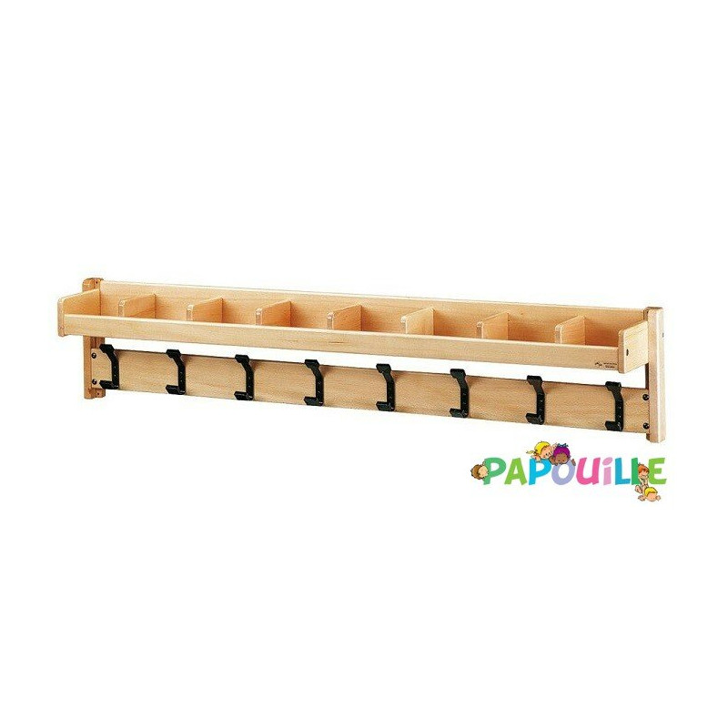Porte manteaux en bois avec casiers framboise - Papouille
