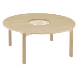 Table en bois a bac central t1 h46 vernis - Papouille