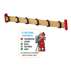 Porte manteau en bois simple 6 patères naturel - Papouille