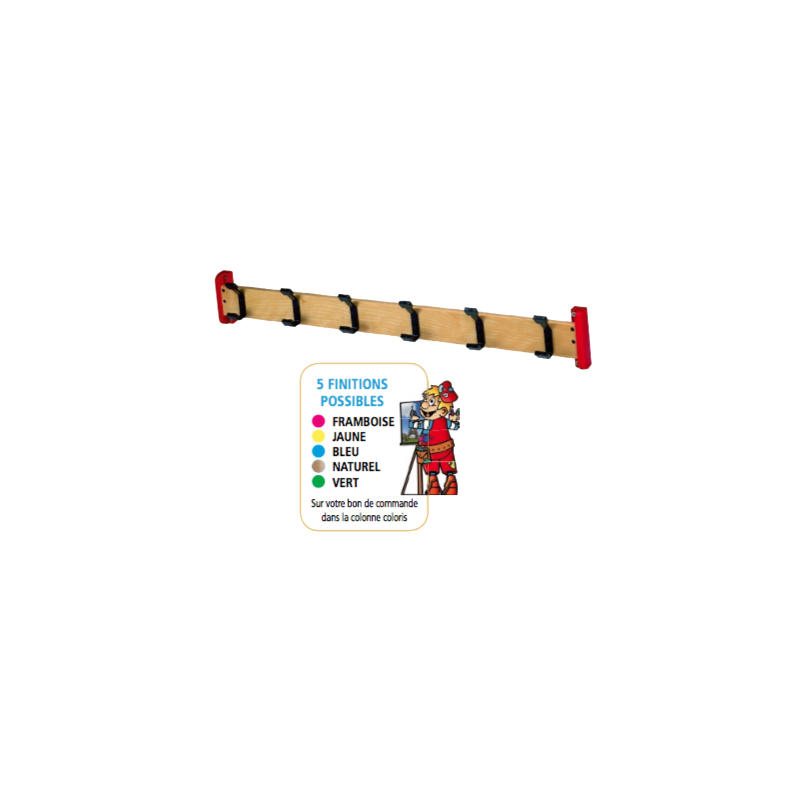 Porte manteau en bois simple 6 patères naturel - Papouille