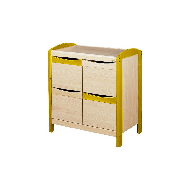 Meuble de rangement 2 colonnes avec portes jaune - Papouille