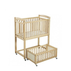 Lit en bois surélevé double couchage vernis - Papouille