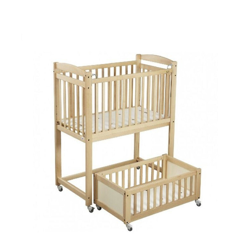 Lit en bois surélevé double couchage vernis - Papouille