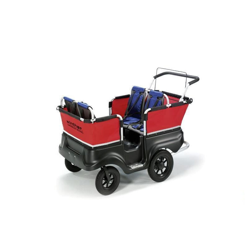 Poussette chariot quadruple kiddy bus tortue 4 places - Papouille