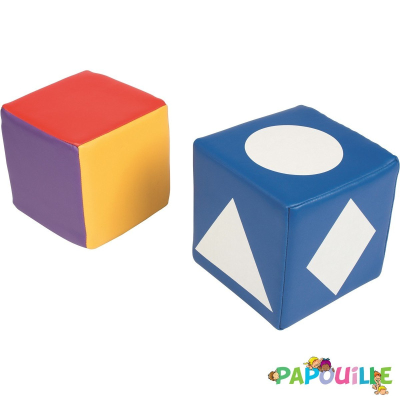 Lot de 2 cubes couleurs et formes geometriques - Papouille