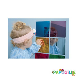 Miroirs acrylique de couleur enfant 15x15cm - lot de 6 - Papouille