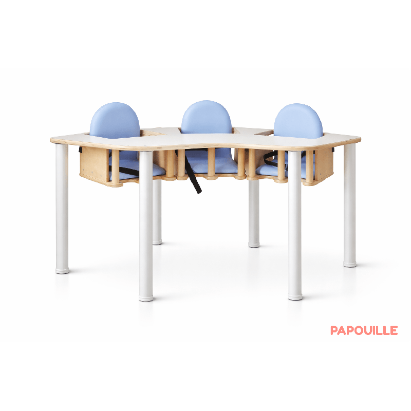 Chaise haute en bois 3 places - Papouille