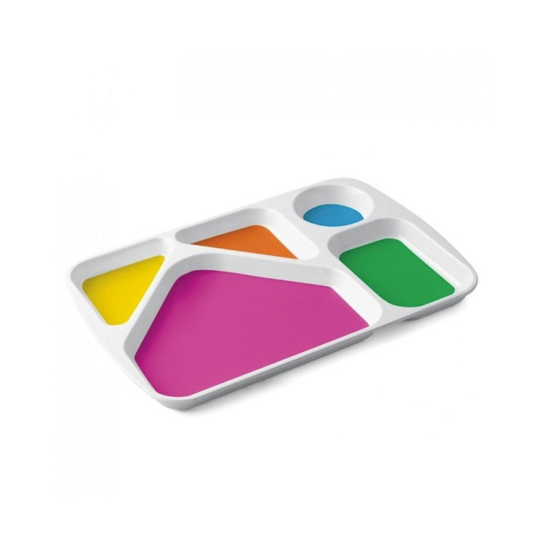 Plateau repas 5 compartiments mélamine colores - Papouille