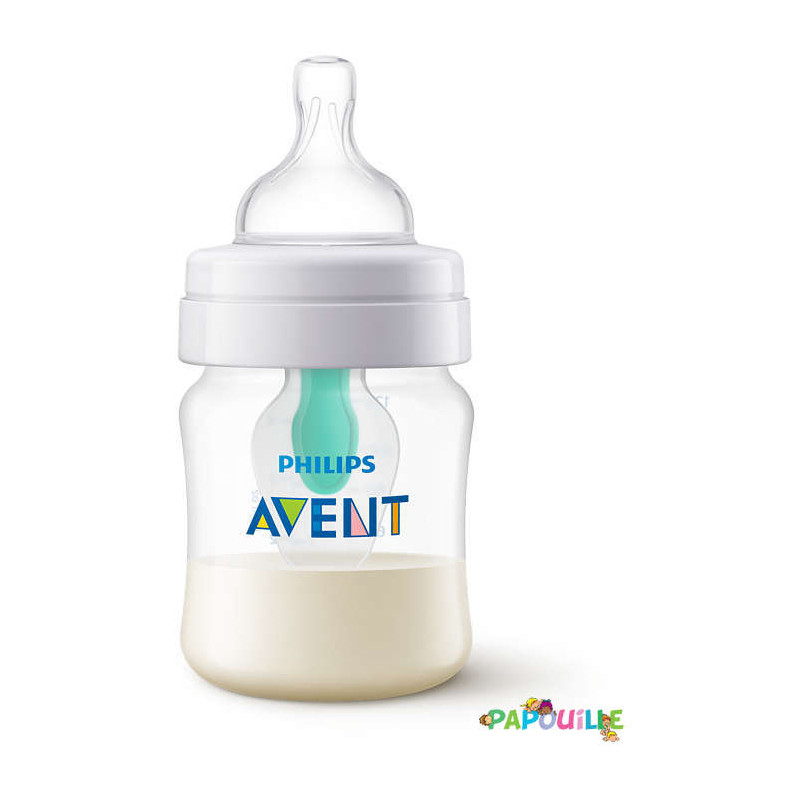 Biberon col large avent anti-colic - 125 ml avec valve airfr - Papouille