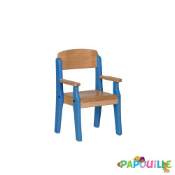 Fauteuil enfant en bois avec accoudoir t1 h.26cm bleu - Papouille