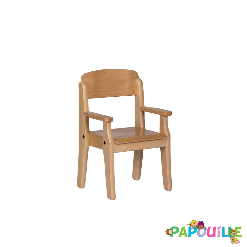 Fauteuil enfant en bois avec accoudoir t3 h.35cm bleu - Papouille