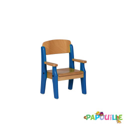 Fauteuil bébé en bois avec accoudoir t00 h.18cm bleu - Papouille