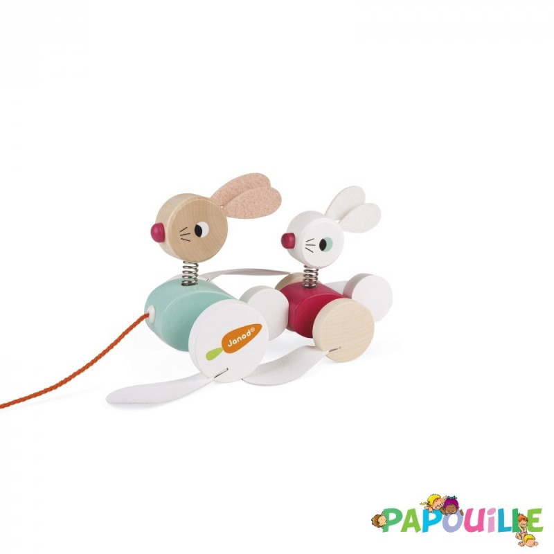 Animal en bois à promener lapin - Papouille