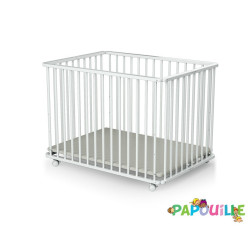 Parc enfant pliant à roulettes réglable 3 hauteurs blanc - Papouille