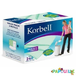 Lot de 3 recharges pour poubelle à couches 16l korbell - Papouille